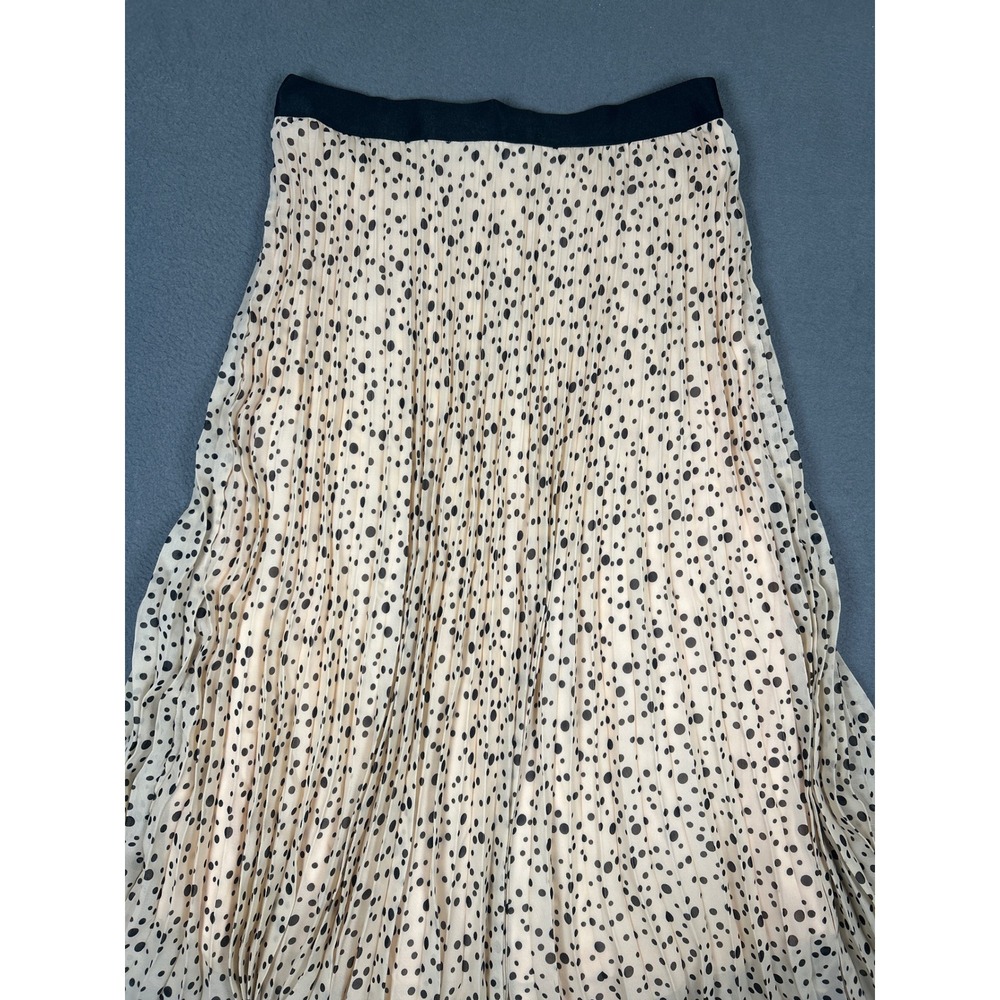 WD·NY Skirt Womens L peach Polka Dot Pleated Chiffon Midi Skirt Elastic Waist